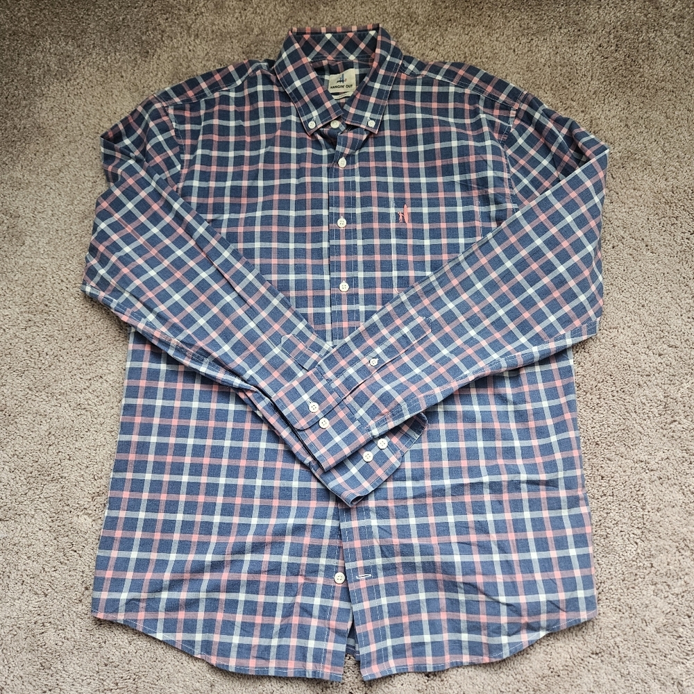 Johnnie-O JMWL 4290 Oscar pink Blue Plaid long sleeve button-down shirt Mens L - Picture 3 of 8